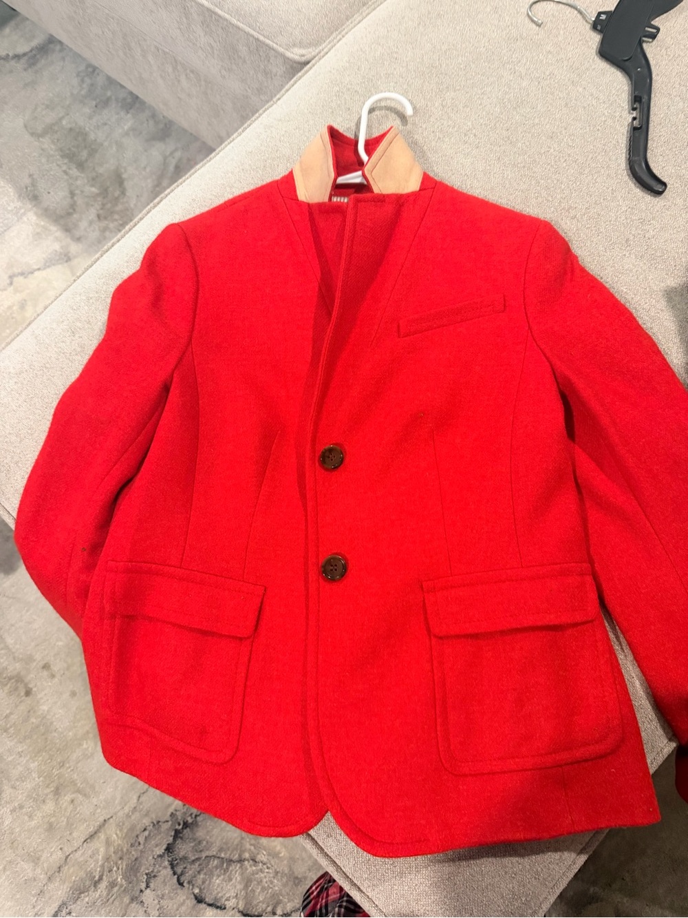 Talbots Bright Red Pea Coat with Contrast Collar